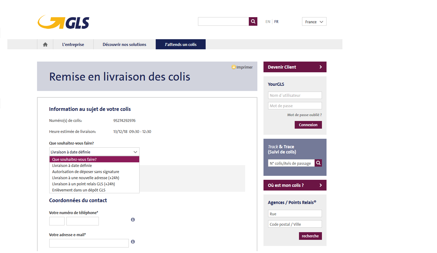 GLS livraison